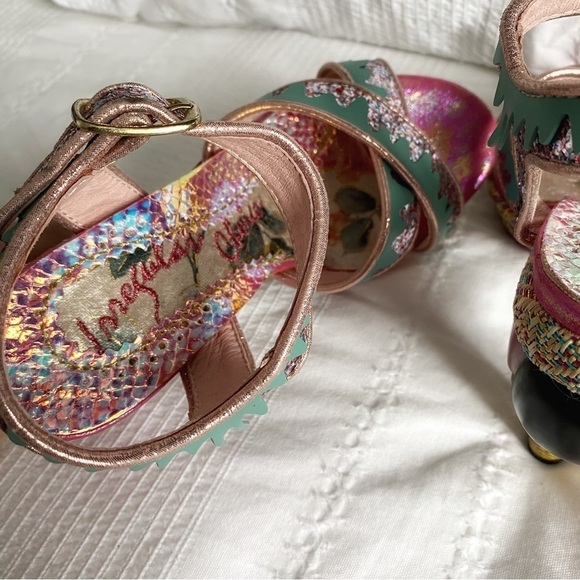 IRREGULAR CHOICE LIMITED EDITION ICECREAM GLITTER STRAPPY HIGH HEEL SANDALS 5.5 - Picture 8 of 9